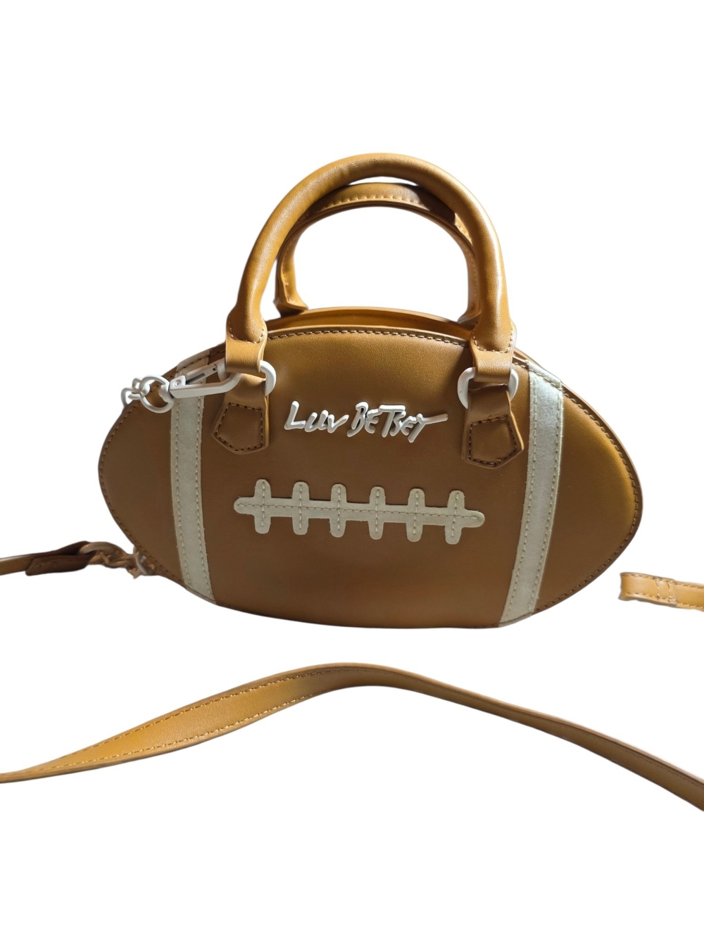 Luv Betsey by Betsey Johnson Tan Football Novelty Crossbody Bag Satchel - Picture 6 of 16